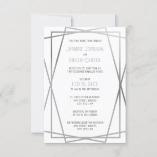Mid Mod Grey Design - 3x5 Wedding/Reception Invite