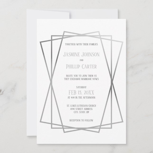 Mid Mod Grey Design - Wedding Invitation (Front)