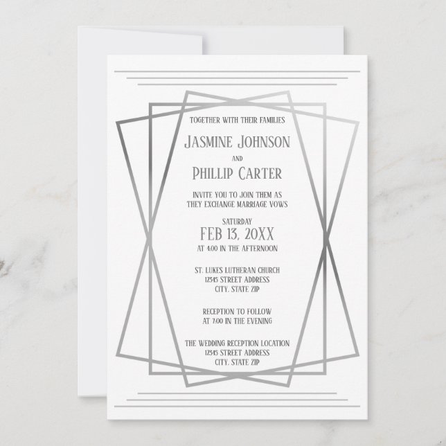 Mid Mod Grey Design - Wedding/Reception Invitation (Front)