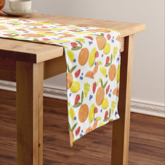 Mid Mod Grungy Risograph Farmers Market Fruit Short Table Runner