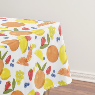 Mid Mod Grungy Risograph Farmers Market Fruit Tablecloth