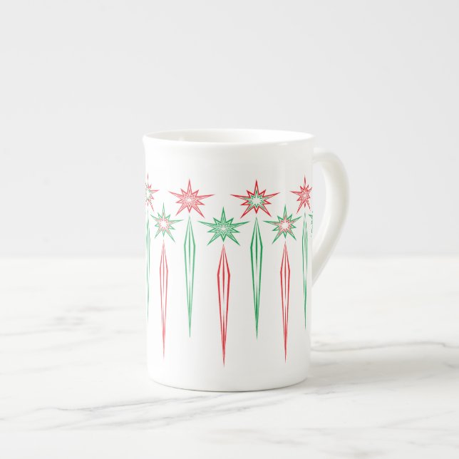 Mid Mod Icicles Bone China Mug (Front Right)