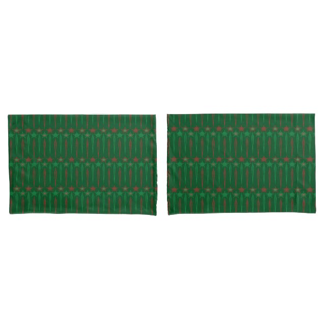 Mid Mod Icicles Green King Pillowcases (Front-Set)