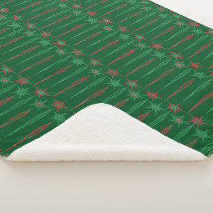 Mid Mod Icicles Green Sherpa Blanket (3 Sizes)