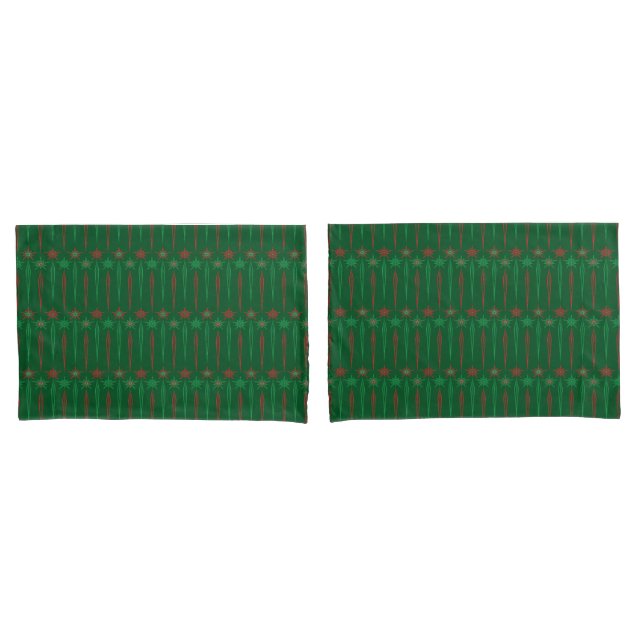 Mid Mod Icicles Green Standard Pillowcases (Front-Set)