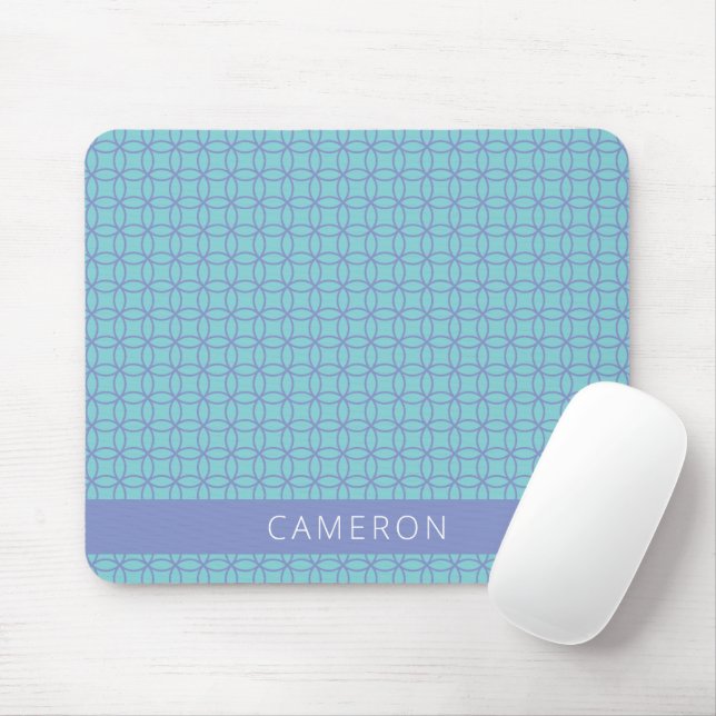 Mid Mod Line Art Pattern Light Blue Personalised  Mouse Pad (With Mouse)