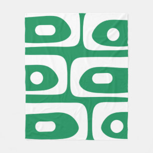 Mid Mod Piquet Pattern Kelly Green and White Fleece Blanket