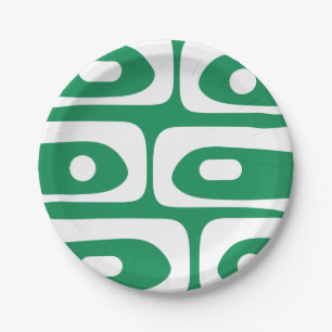 Mid Mod Piquet Pattern Kelly Green and White Paper Plate