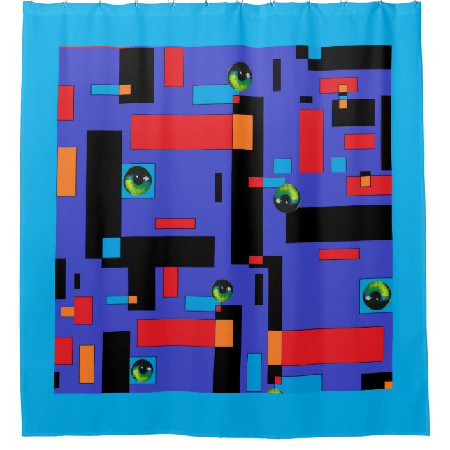 Mid-Modern 21st Century Psychedelic Shower Curtain (Front)