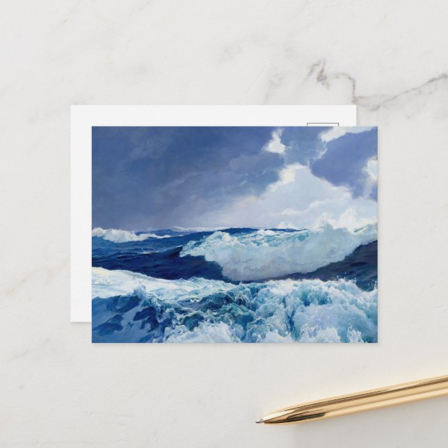 Mid Ocean by Frederick Judd Waugh Holiday Postcard (Front/Back In Situ)