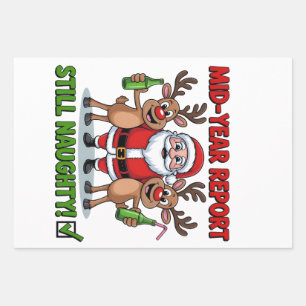 Mid Year Report Still Naughty AF Christmas in July Wrapping Paper Sheet