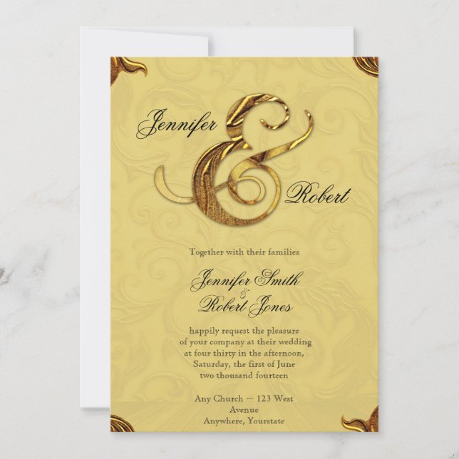 Midas Touch Gold Wedding Invitation (Front)