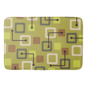 Midcentury 1950s Tiles & Squares Chartreuse Bath Mat