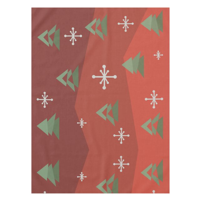 MidCentury Abstract Christmas Trees Tablecloth (Front)