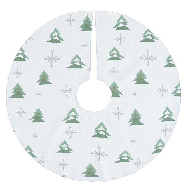 MidCentury Abstract Christmas Trees Winter Brushed Polyester Tree Skirt (Front)