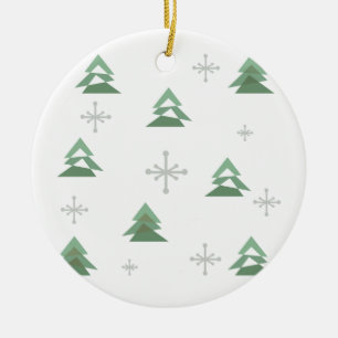 MidCentury Abstract Christmas Trees Winter Ceramic Ornament