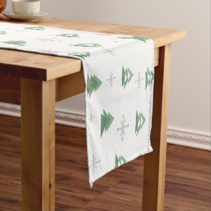 MidCentury Abstract Christmas Trees Winter Short Table Runner