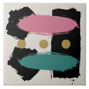 Midcentury Abstract 'Duality' Ceramic Tile