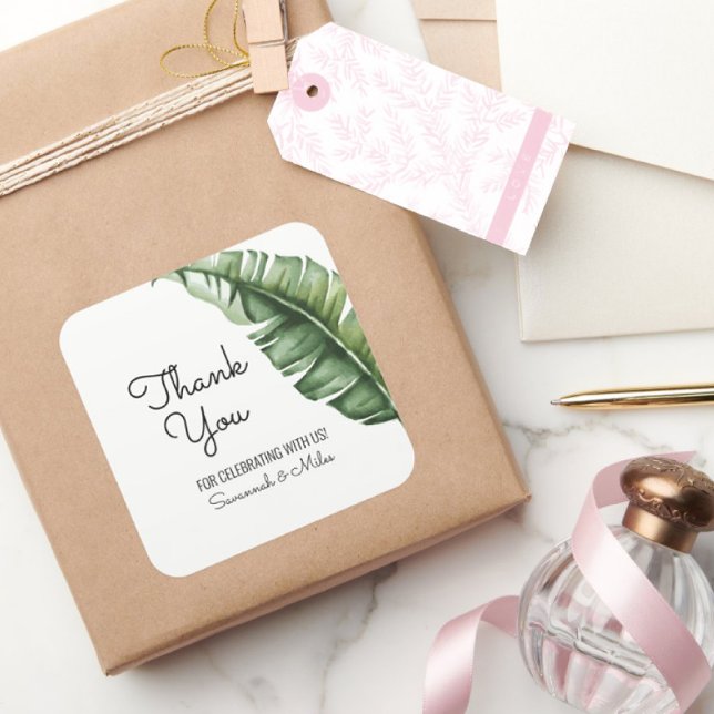 Midcentury Banana Leaf Wedding Welcome Bag Label (Creator Uploaded)
