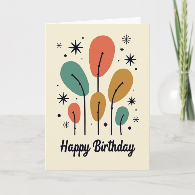 Midcentury Bloom Birthday Card (Front)