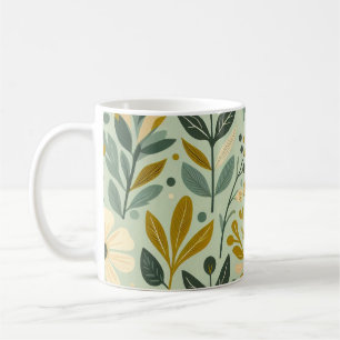 Midcentury Boho Floral Wildflowers Flowers Blue  Coffee Mug