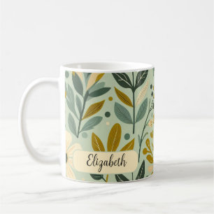 Midcentury Boho Floral Wildflowers Flowers Blue Coffee Mug