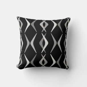 Midcentury Boomerangs Black Grey Cushion