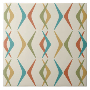 Midcentury Boomerangs Multicolored Light Ceramic Tile