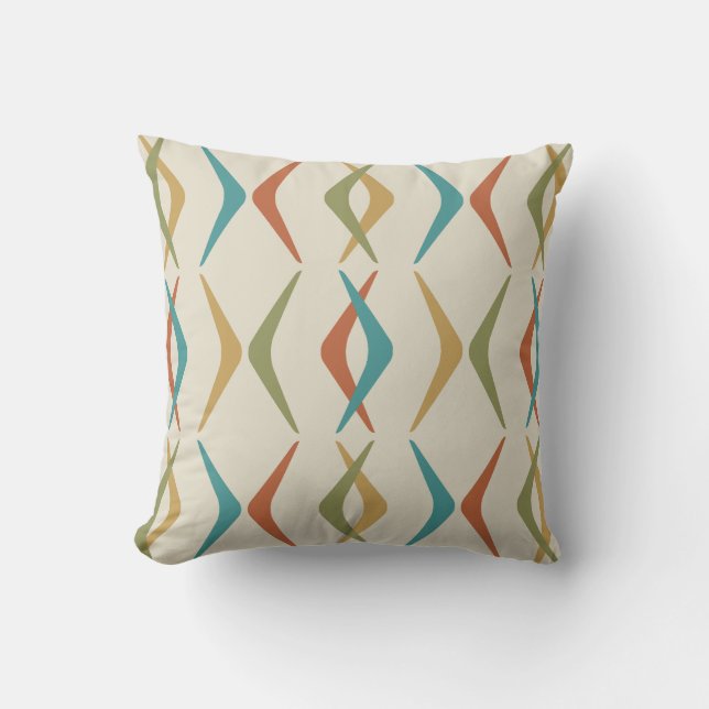Midcentury Boomerangs Multicolored Light Cushion (Front)