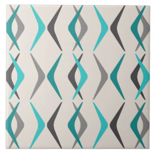 Midcentury Boomerangs Turquoise Ceramic Tile