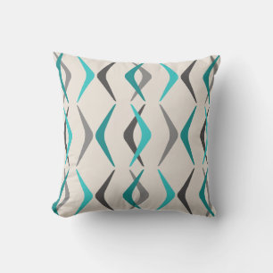 Midcentury Boomerangs Turquoise Cushion