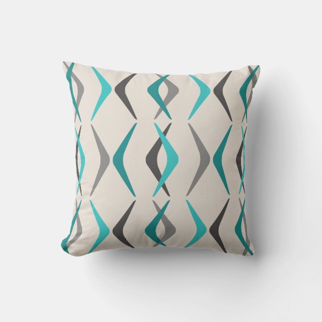 Midcentury Boomerangs Turquoise Cushion (Front)