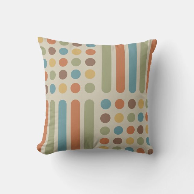 Midcentury Circles Lines Multicolored 1 Cushion (Front)