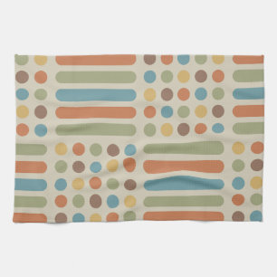 Midcentury Circles Lines Multicolored 1 Tea Towel