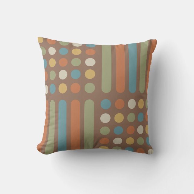 Midcentury Circles Lines Multicolored 2 Cushion (Front)