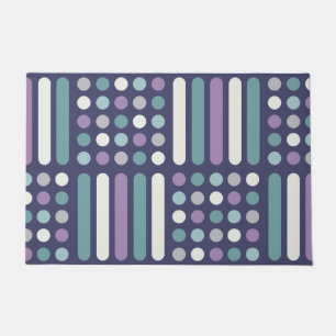 Midcentury Circles Lines Purple Turquoise Doormat