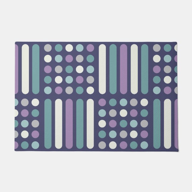 Midcentury Circles Lines Purple Turquoise Doormat (Front)