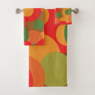 midcentury Colourful Retro pattern Bath Towel Set