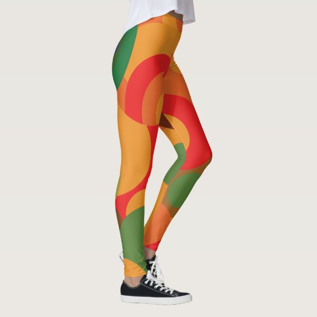 Midcentury colourful retro pattern leggings (Right)