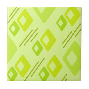 Midcentury Diamonds Art Chartreuse Ceramic Tile