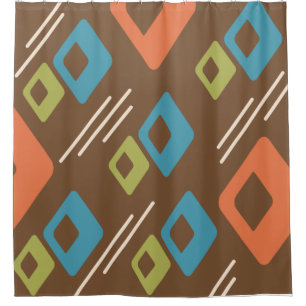 Midcentury Diamonds Art Multicolored Dark Shower Curtain