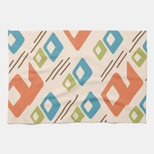 Midcentury Diamonds Art Multicolored Light Tea Towel