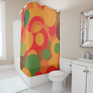 Midcentury Elegant Modern Colourful Retro Pattern Shower Curtain