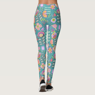 Midcentury Floral Green Leggings