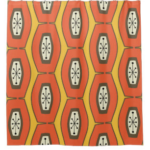 Midcentury Funky Chain Orange Shower Curtain