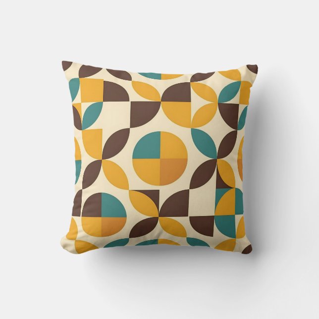 Midcentury Geometric Petal Pattern Cushion (Front)