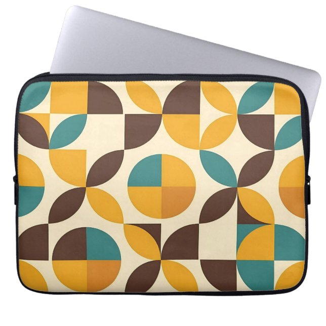 Midcentury Geometric Petal Pattern Laptop Sleeve (Front)