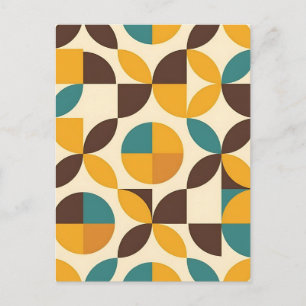 Midcentury Geometric Petal Pattern Postcard