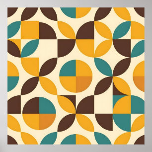 Midcentury Geometric Petal Pattern Poster