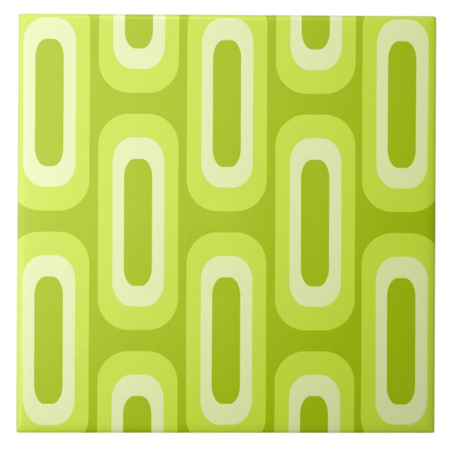Midcentury Geometric Shapes Chartreuse Ceramic Tile (Front)